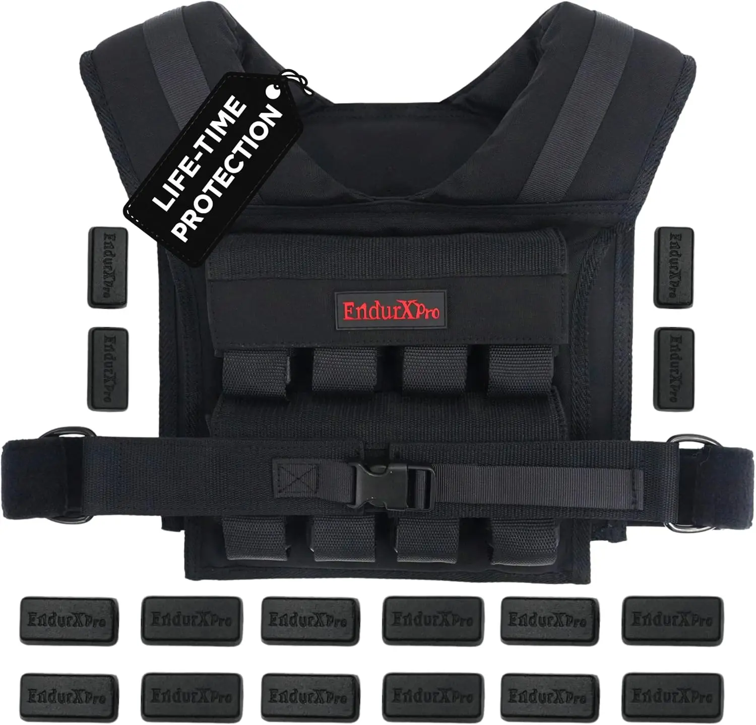 سترة مرجحة 25 رطل - سترة تمرين مرجحة مع أوزان حديدية قابلة للإزالة، سترة تمرين مرجحة شديدة التحمل للتدريب الوظيفي #1