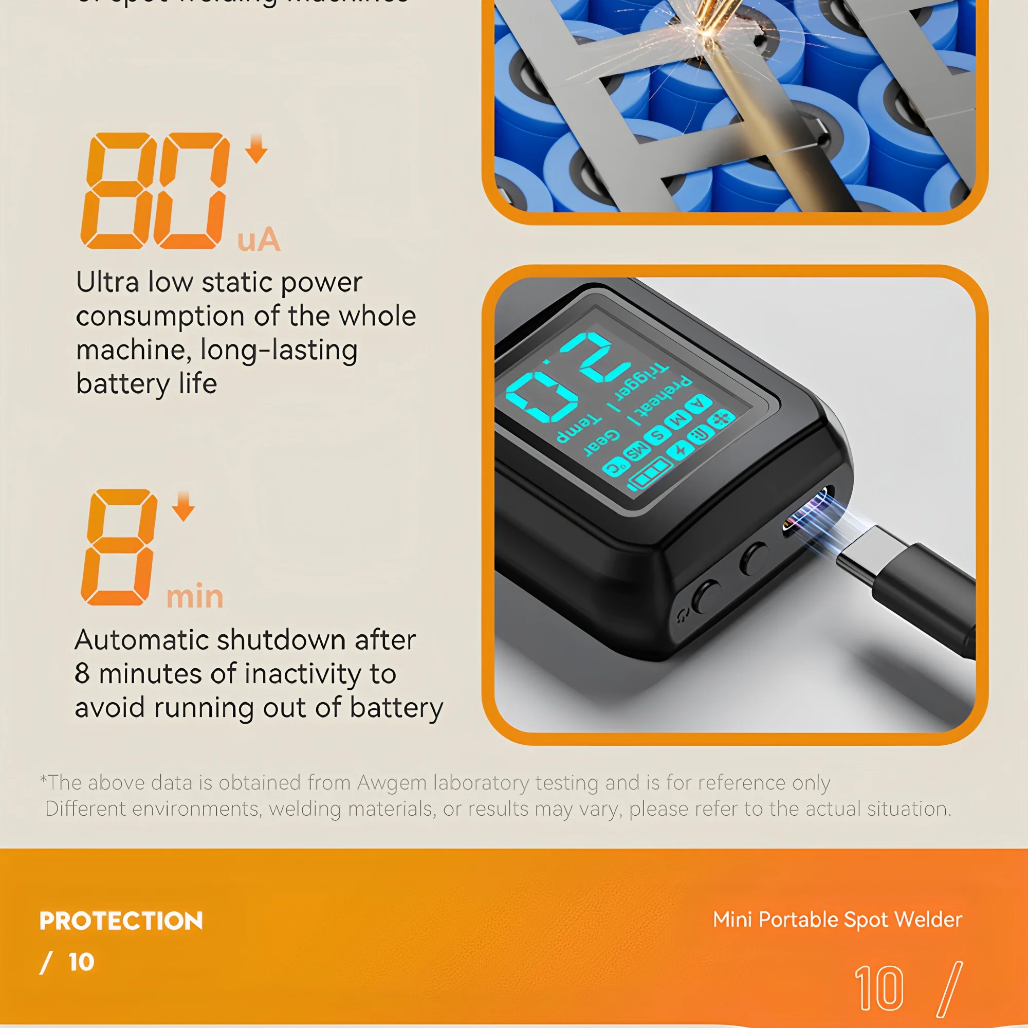 Awgem Portable Spot Welder DIY Handheld Spot Welding Machine 90 Gears Adjustable Spot Welding for 18650 Lithium Battery