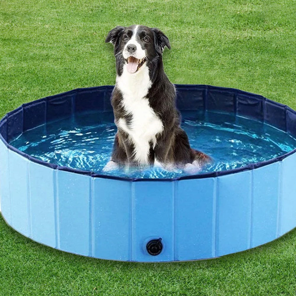 

Foldable Dog Swimming Pool Pet Bath Tub for Large Dogs Heavy Duty PVC Pool with Anti-Scratch Bottom Outdoor Summer Water Basin