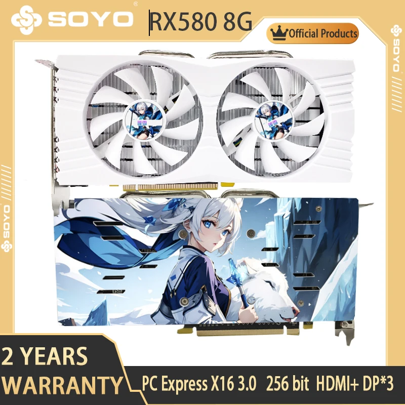 Видеокарта SOYO AMD RX580 8 Гб игровая GDDR5 256Bit PCI Express 3,0 × 16 Radeon GPU компьютерная видеокарта