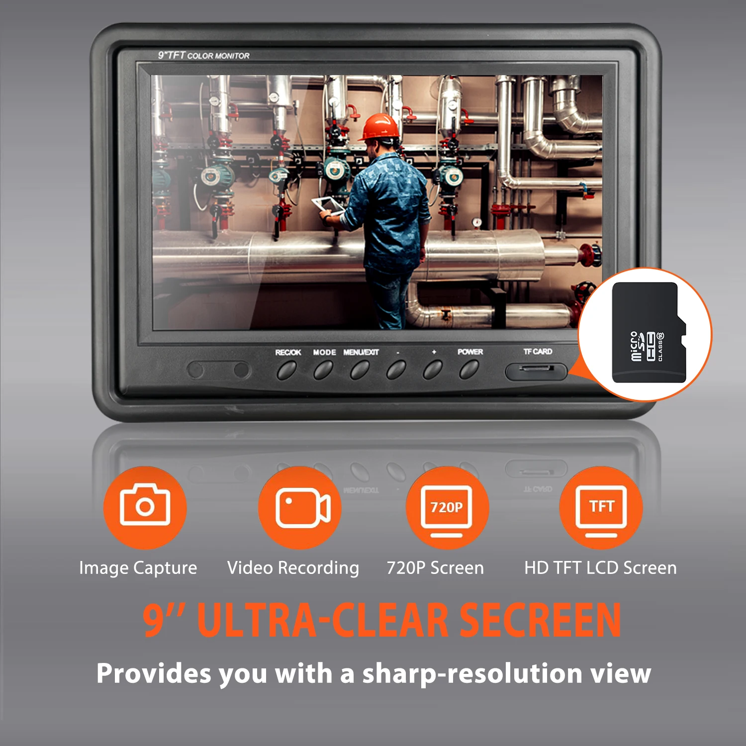 9 Inch Monitor 1080P CCTV Sewer Camera Waterproof IP68 Borescope Drain Inspection Camera