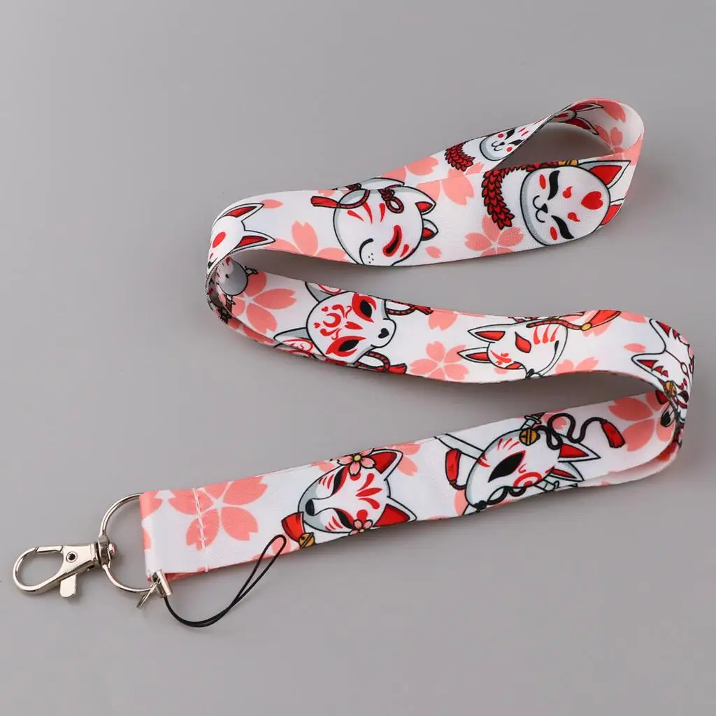 Sakura Fox Lanyards for Key cherry blossom Neck Strap For Card Badge Gym phone strap Key Chain Lanyard Key Holder DIY Hang Rope