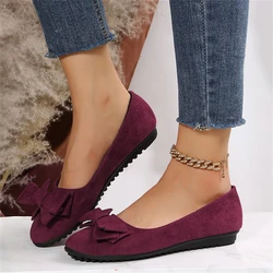 Spring and Autumn Casual Fashion Round Toe Flat Solid Color Comfortable Non-slip Wear-resistant Simple Bow Women's Shoes