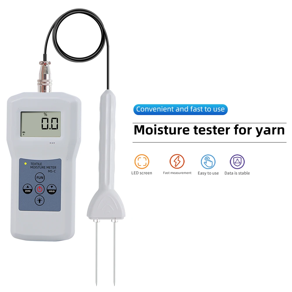 

Professional Textile Moisture Meter For Yarn LCD Digital Display Textile Materials Clothes Cotton Yarm Wool Humidity Sensor