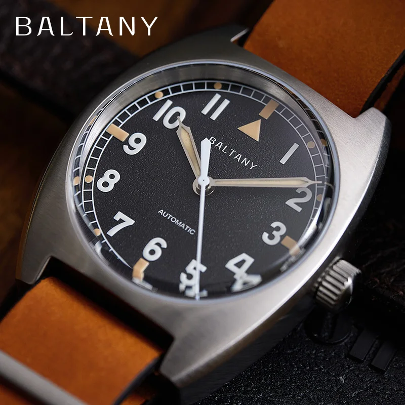 Baltany S2001 NH38 Automatic WristWatch Vintage Pilot Watch 36mm Small W10 Military Retro Army Vintage Mechanical Watch For Men