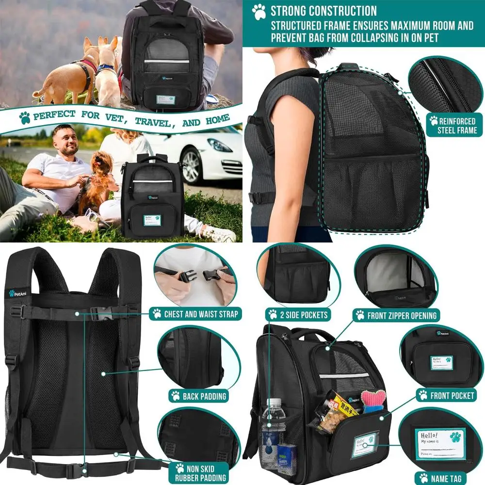 

Dog Backpack Carrier for Small Large Cat, Pet, Puppy, Ventilated Pet Hiking Backpack Travel Bag, Airline Approved Cat Backpack C