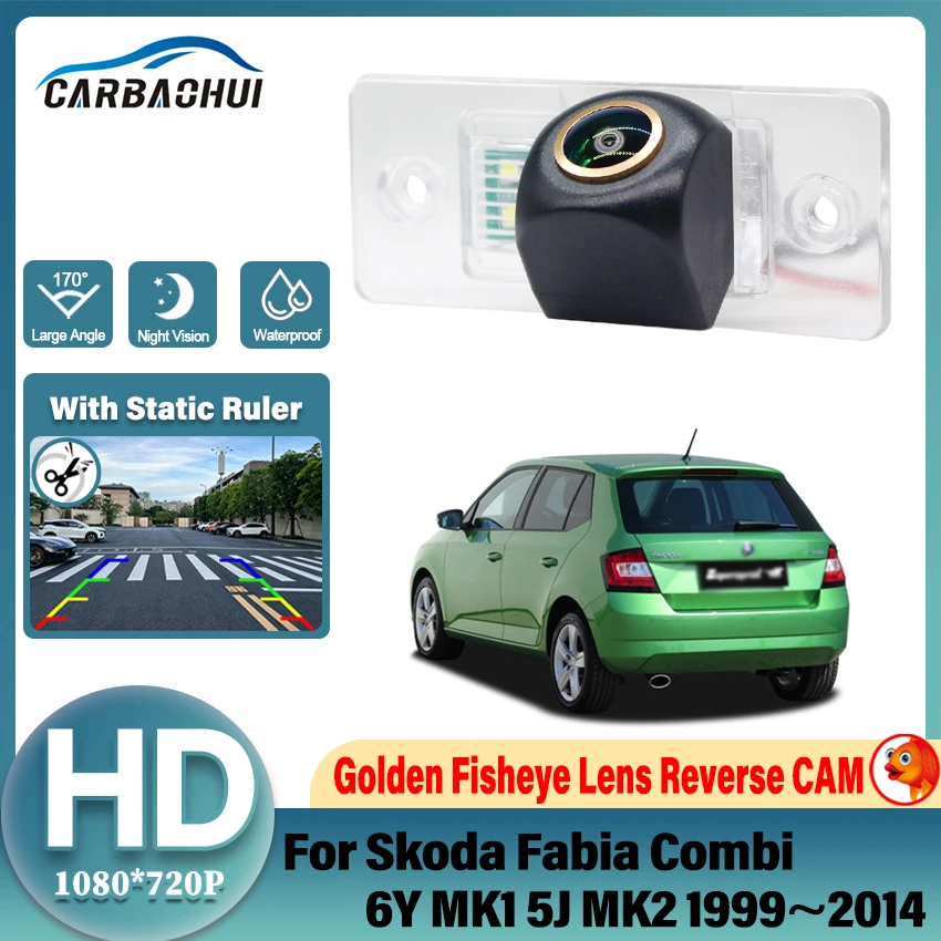 Rear View Camera For Skoda Fabia Combi 6Y MK1 5J MK2 1999~2014 CCD Night Vision Backup Camera License Plate Camera Golden Lens