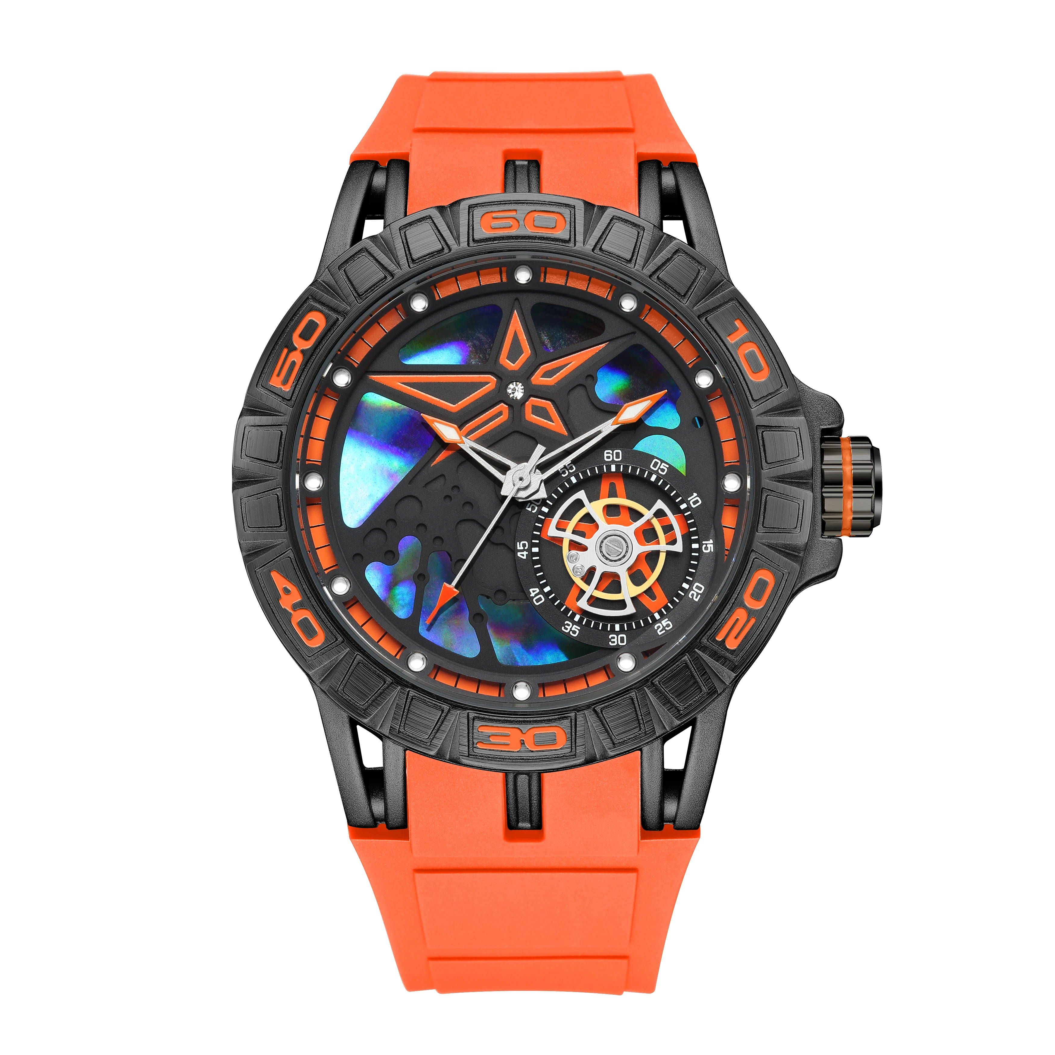 RUIMAS 337 Men Quartz Watch Blue Orange Fashion Casual Creative Unique Silicone Strap Analog Display Wristwatch for Male Boy