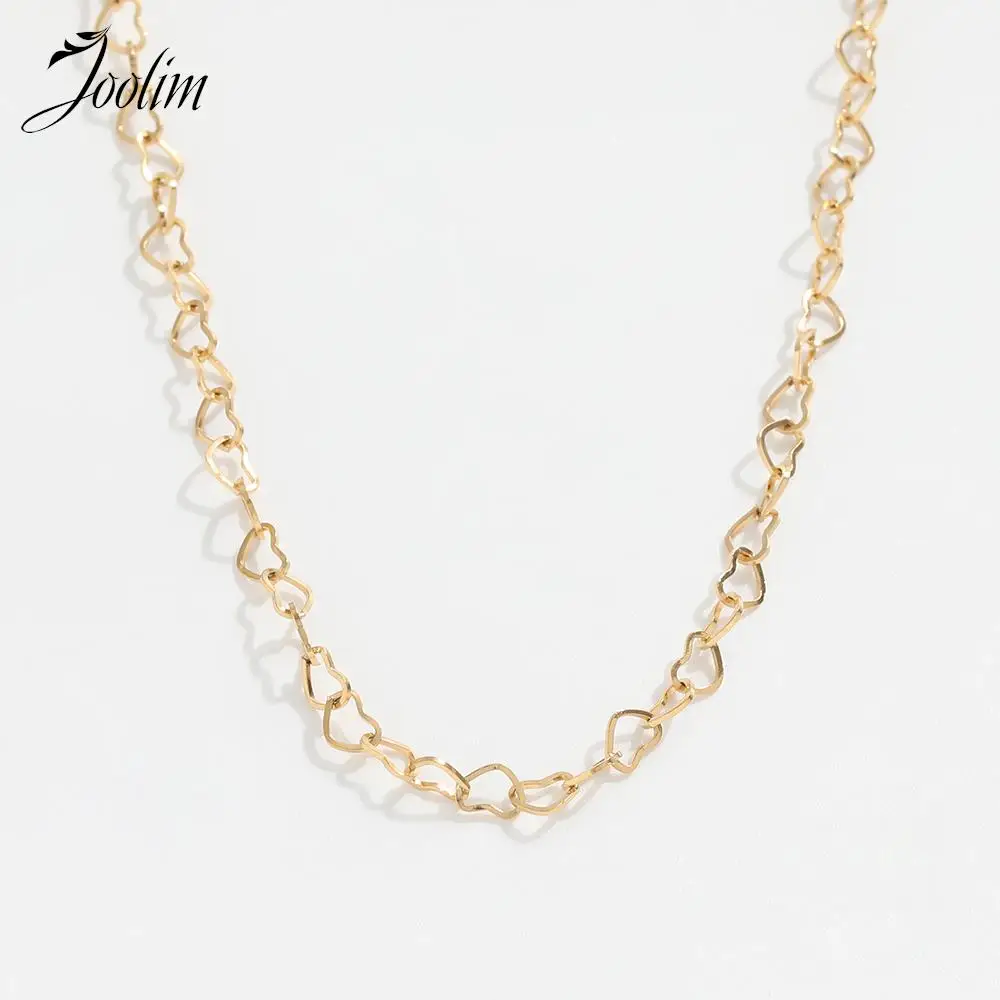 Joolim Jewelry Pvd Wholesale Waterproof Fashion Love Heart Link Chain Stainless Steel Necklace For Women