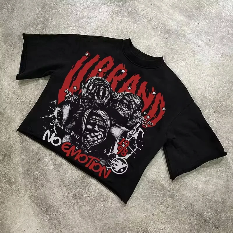 Verão nós tudo sozinho abstrato rosto padrão impresso camiseta de algodão para mulher y2k manga curta super grande retro camiseta