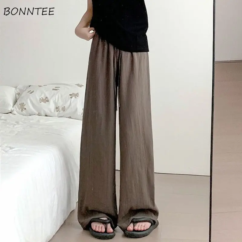 

Wide Leg Pants Women Casual Lazy Style Harajuku Simple Loose Prevalent Summer Thin Korean Version Female High Waist All-match