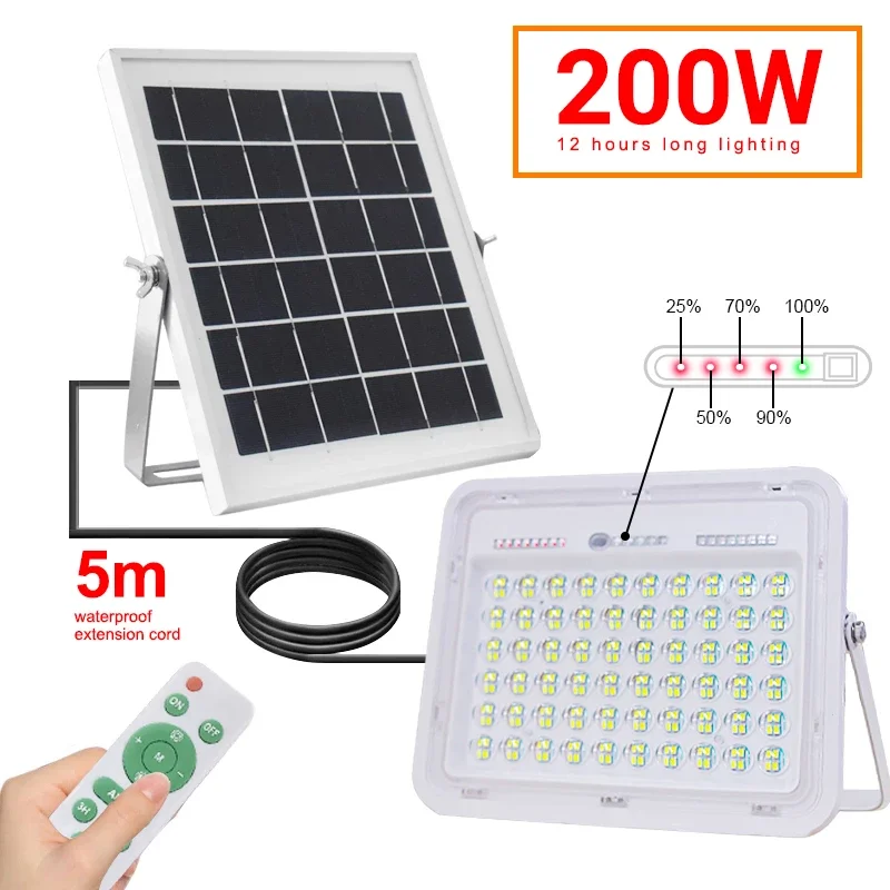 

200W Solar Spotlight Flood Light Bright Outdoor Remote Control Solar LED Street Light Floodlight Panel Solar flood light