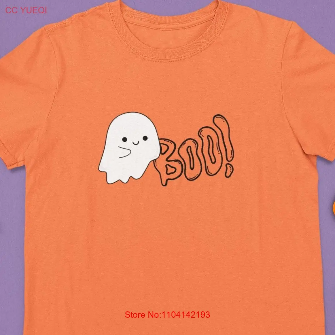 Halloween Trend T Shirt Boo GhosT Hey Crew Cute Spooky Fun Ghoul long or short sleeves