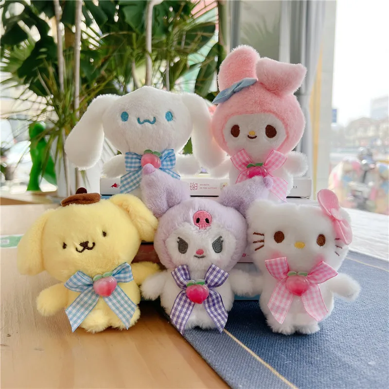 Sanrio Keychain Anime Plush Doll Cute Student Girl School Bag Pendant Pp Cotton Filling Toy Decorate Portable Cartoon Gift