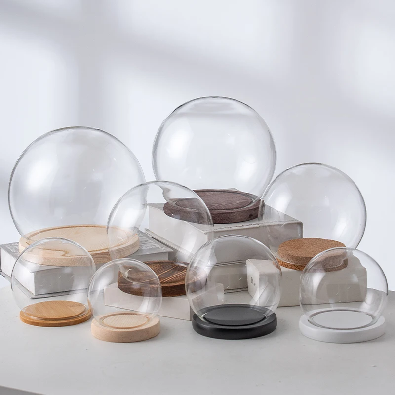 Transparent Spherical Glass Display Box Ornaments Cork Hand-made Dust Cover Ornaments Living Room Porch Decorative Ornaments