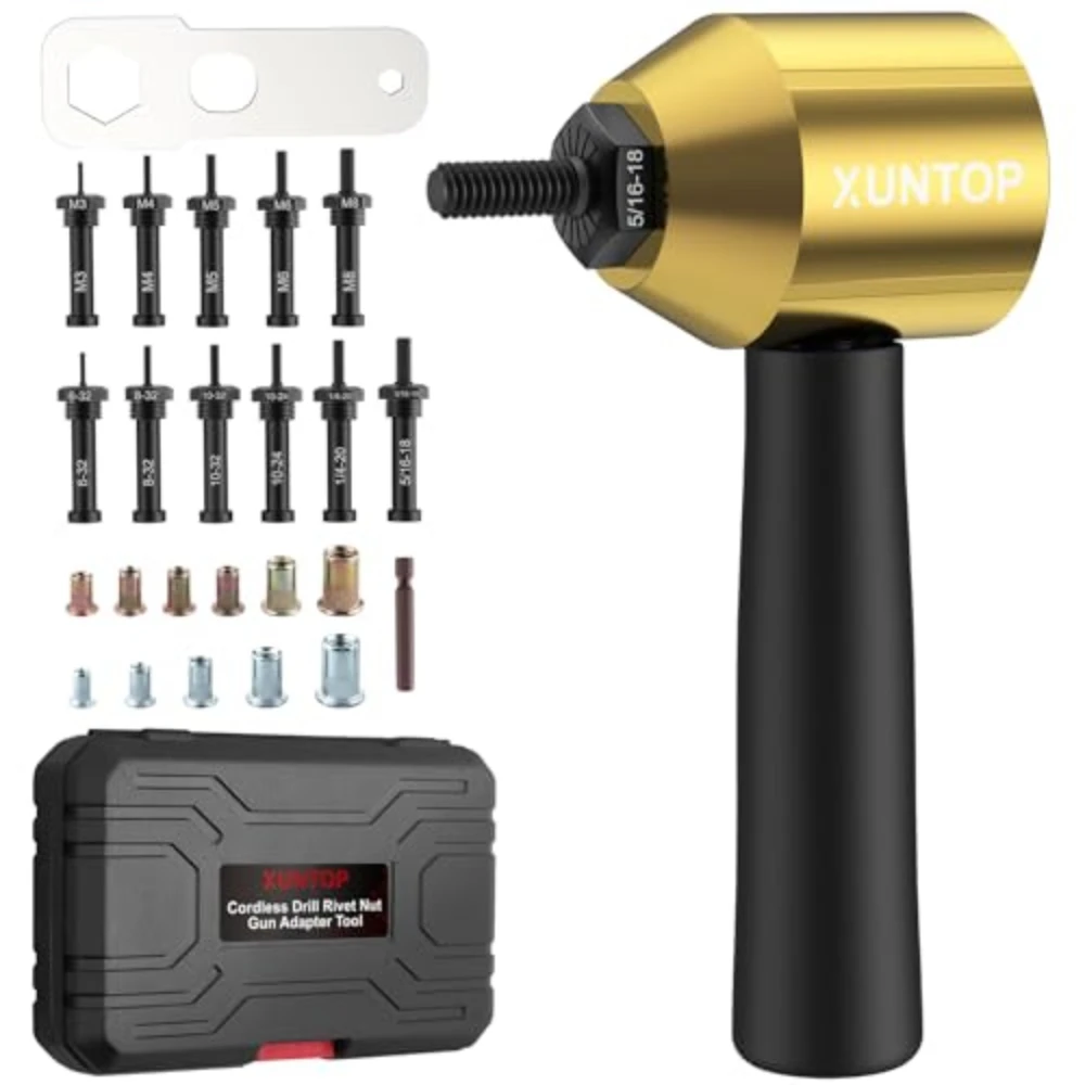 طقم محول مثقاب صامولة برشام مع 100 قطعة من ملحقات الجوز، سهل التركيب، محول مسدس الجوز لمسدس برشام كهربائي