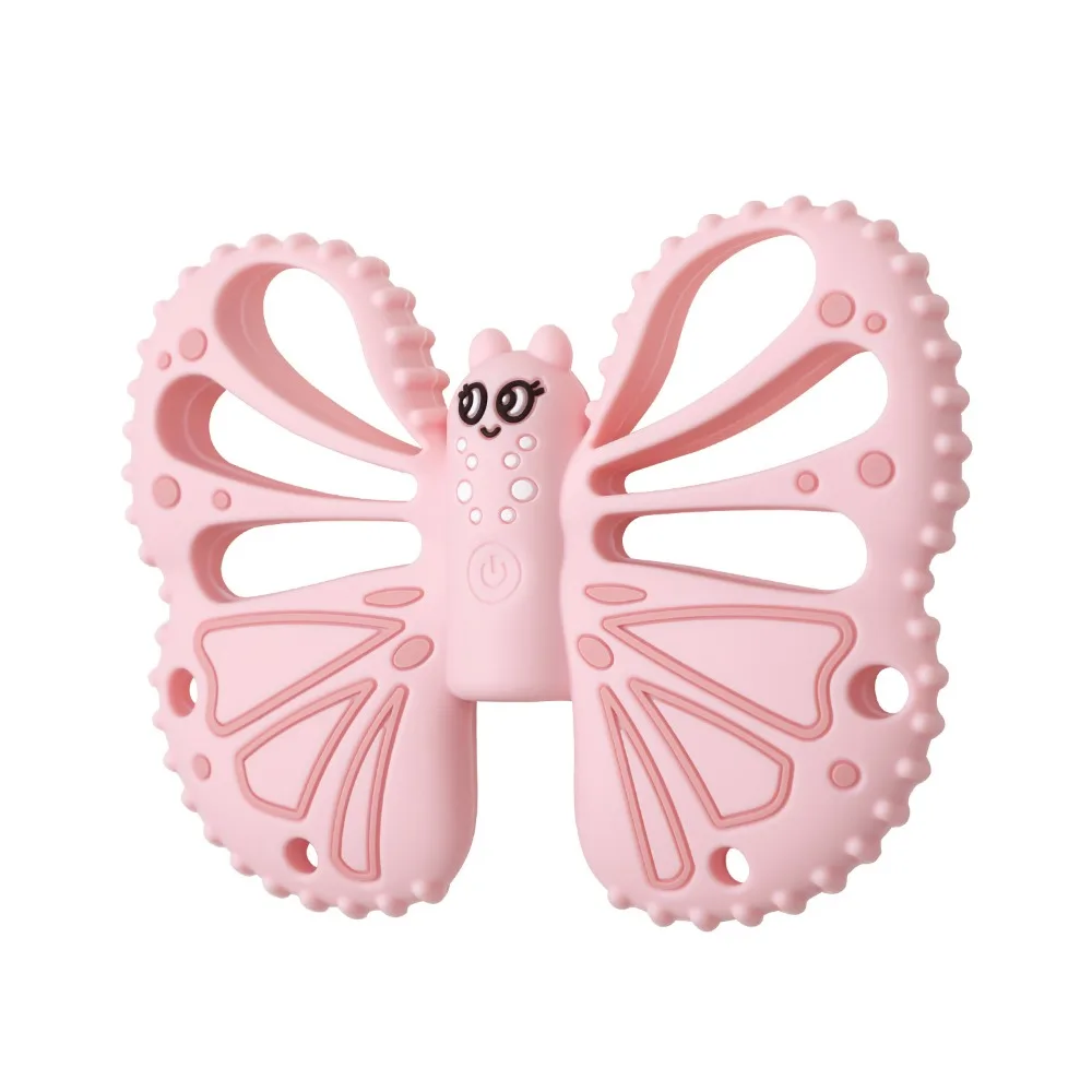 

Вибрационный прорезыватель в форме бабочки с дистанционным управлением, 10-скоростные режимы вибрации, жевательный сенсорный пищевой силиконовый мягкий прорезыватель