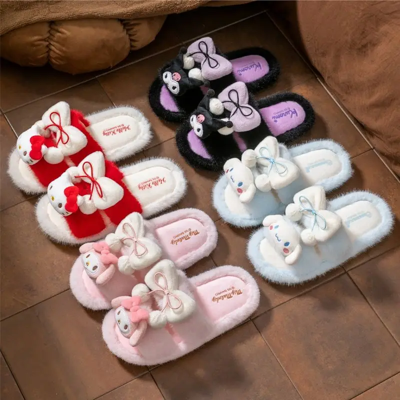 

Cartoon Hello Kitty Sanrio Cotton Slippers for Shoes Autumn Winter Warm Fashion Cute Girl Indoor Shoes Cottonslipper Non-slip