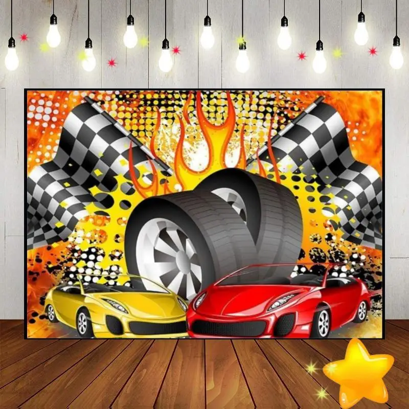 Hot Car Freedom Background Birthday Decoration Scenic Photography Backdrops Competition Baby Shower Custom Backdrop Banner Photo