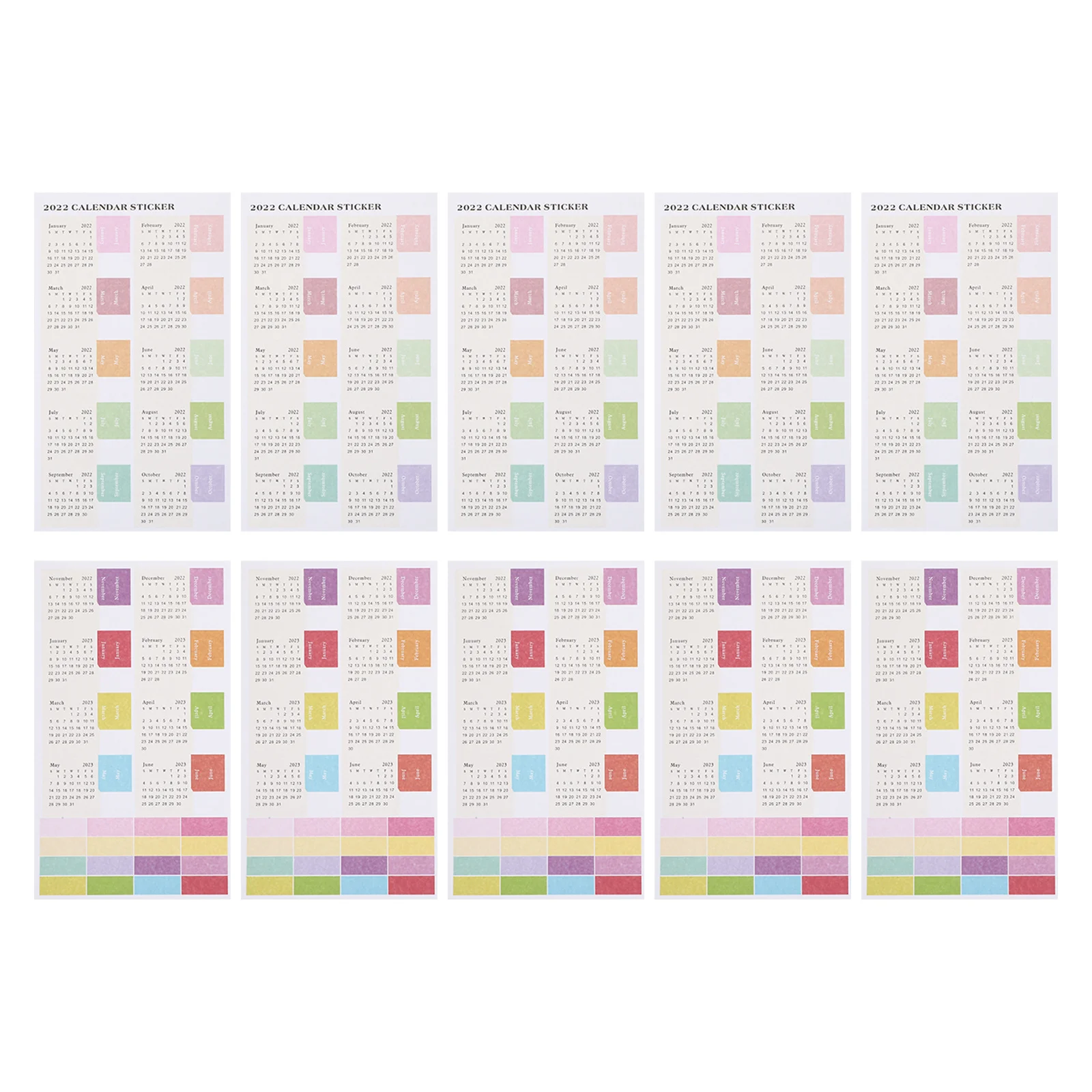 10 etichette per mesi dell'anno, adesivi con linguette indice mensile, decorativi per calendario