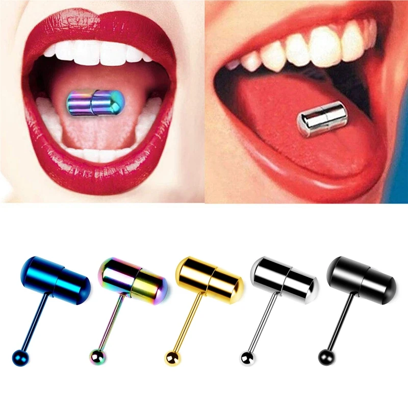 Piercing Jewelry Barbell Ornament Tongue Bar Stainless Steel Vibration Tongue Ring for Women Men Jewelry Gifts Ornament