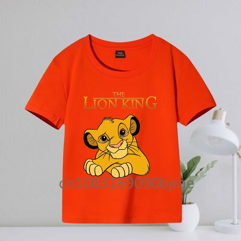 Summer kids Fashion Lion King and Lion Letter Pattern Print Boy Gilrs 100% Cotton T-shirt O-Neck Short Sleeve Trend Children Top