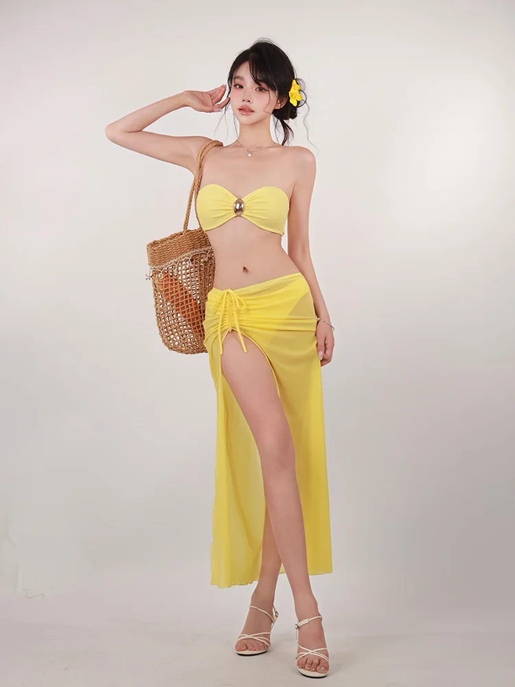 

Сексуальный женский купальник Margery 2025: новый комплект из трех предметов с вырезами, для пляжного отдыха, спортивный, в конфетных цветах, для фанатов фитнеса