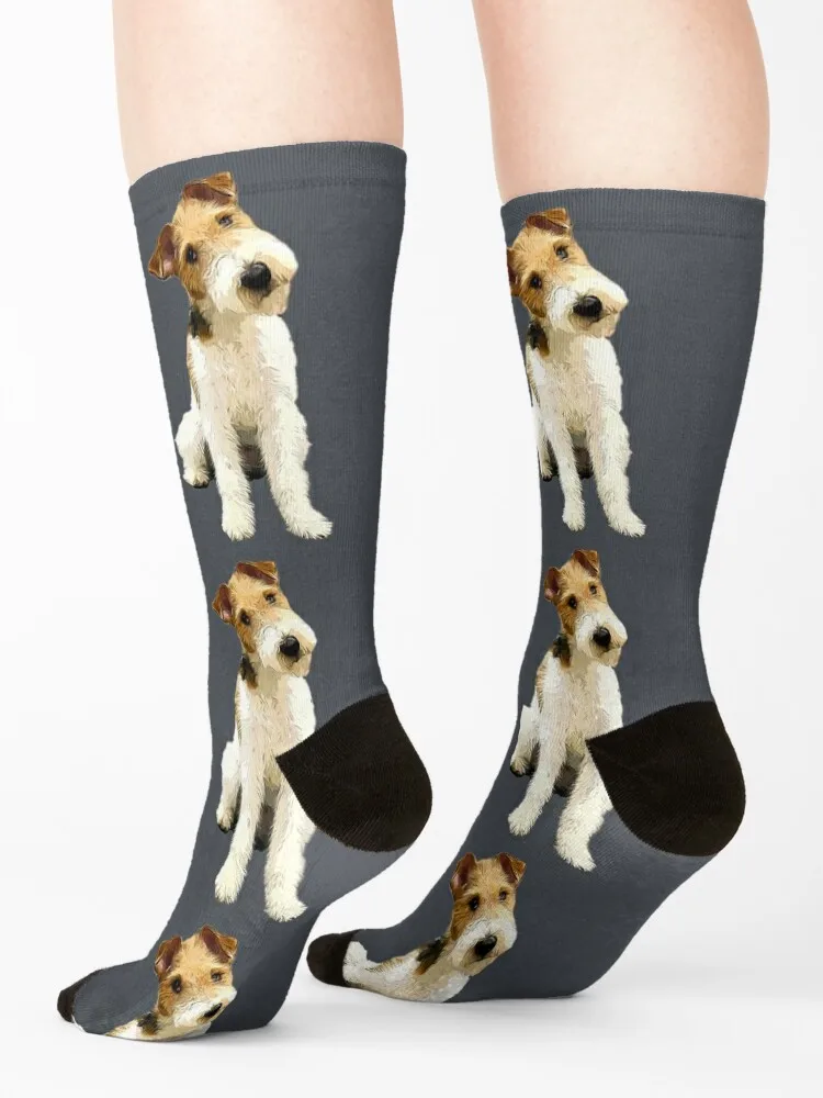 Wire Fox Terrier Head Tilt Socks Run Compression stockings Socks Girl Men\'s