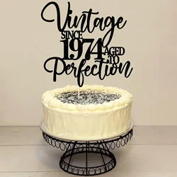 1PC Black Sparkling Vintage 1974 Charm - Eternal Vintage Perfect Cake Top - Suitable for 50th Birthday or Anniversary Party