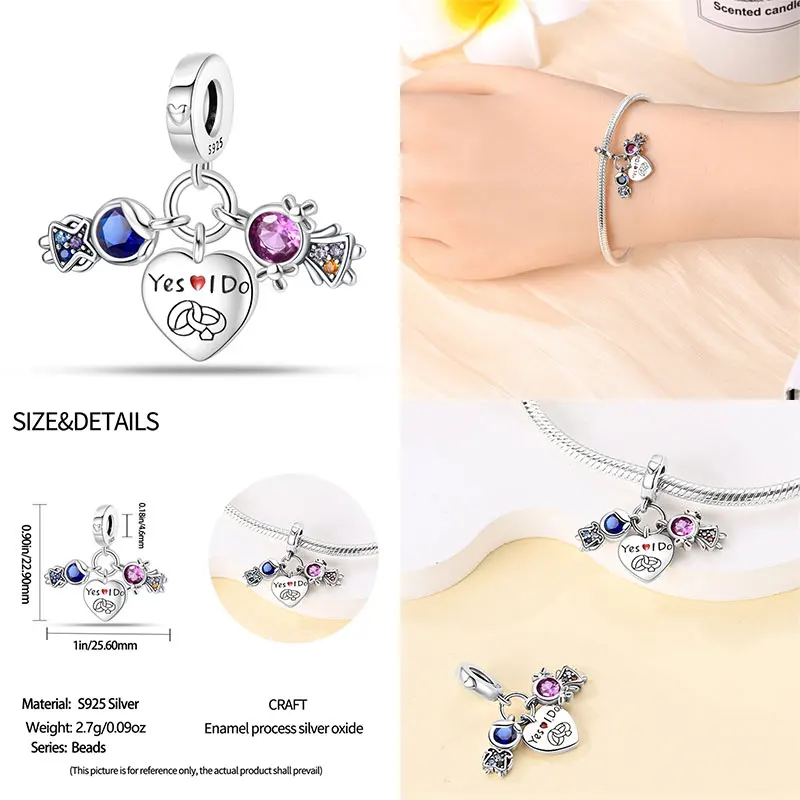 Fit Charms For Pandora Original Bracelets And 3mm Bracelets DIY Sweetheart Sister 100% 925 Silver Jewelry Making For Women Gift