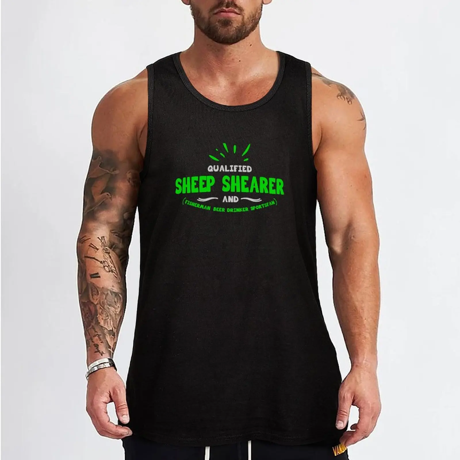 Funny Sheep Shearer Design for Farmers Tank Top gym shirts Sportswear for men T-shirt male Men's clothing brands