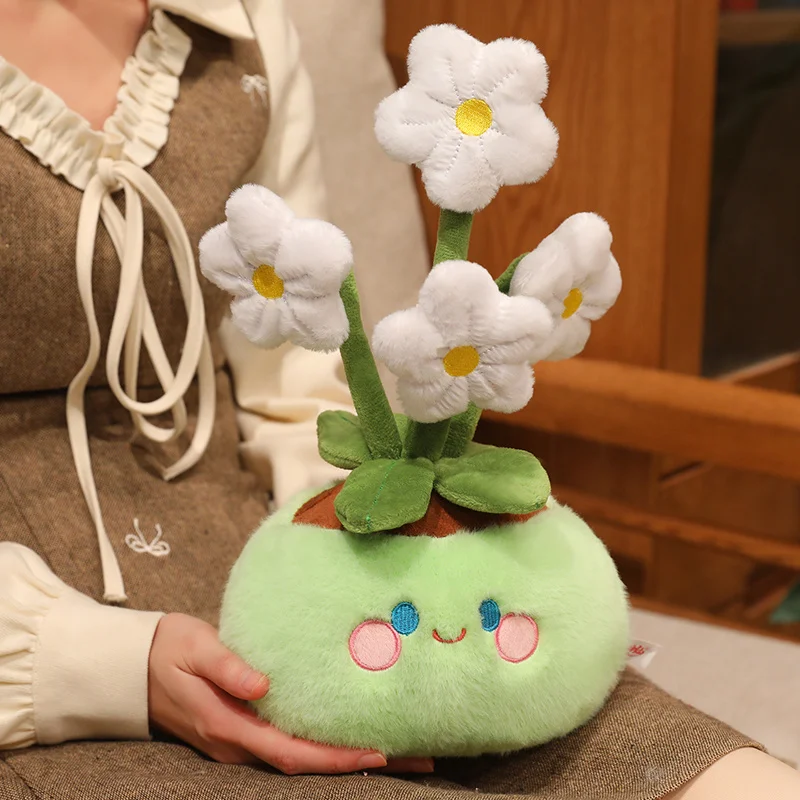 Artificial Potted Green Plants Plush Toys andelion Narcissus Mushroom Cactus Peach Blossom Cartoon Girls Boys Birthday Gift Deco - view 5