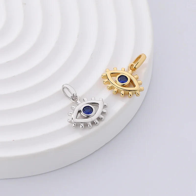 S\'STEEL 925 Sterling Silver 1/PCS Evil Eye Single Pendant Zircon Blue Eye Pendants For Women Gold Plated Luxury Designer Jewelry