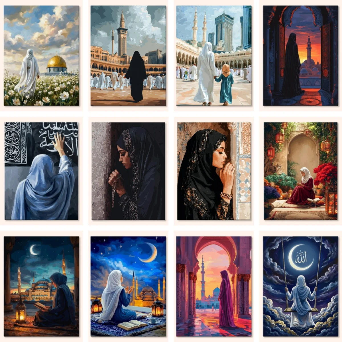 DIY Diamond Painting Kit Muslim Woman Praying Poster Living Room Office Decoration Bedroom Decoration Islamic Wall Art Gift