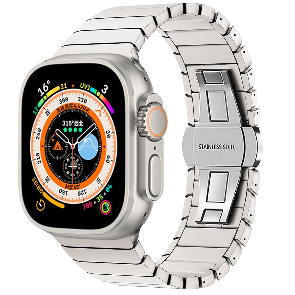 Edelstahlarmband für Apple Watch Band Ultra 2 49 mm 46 mm 45 mm 44 mm 42 mm 41 mm 40 mm Gliederarmband Gürtel IWatch 10 9 8 7 6 SE