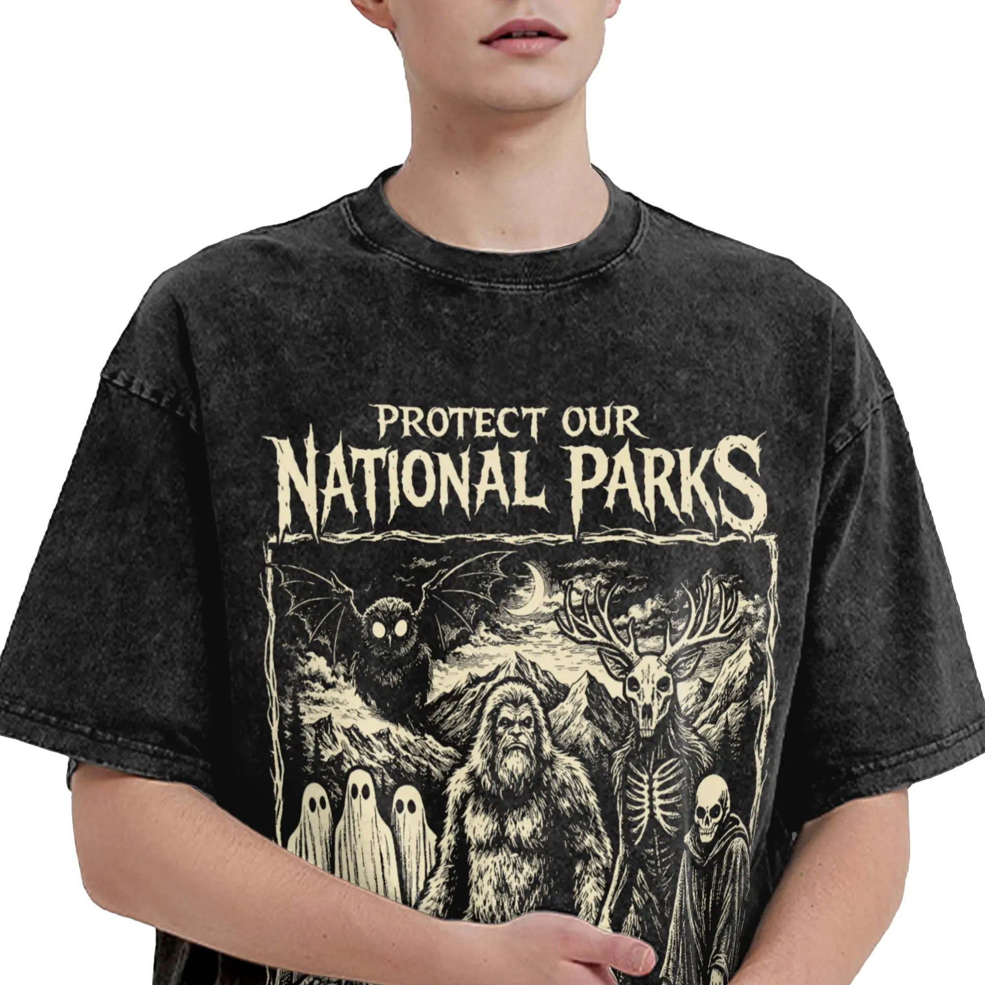 Summer Protect Our National Parks or We'll Haunt Your Backyard  Washed T Shirts Outfit Oversize T-Shirts for Men Women Tee Shirt