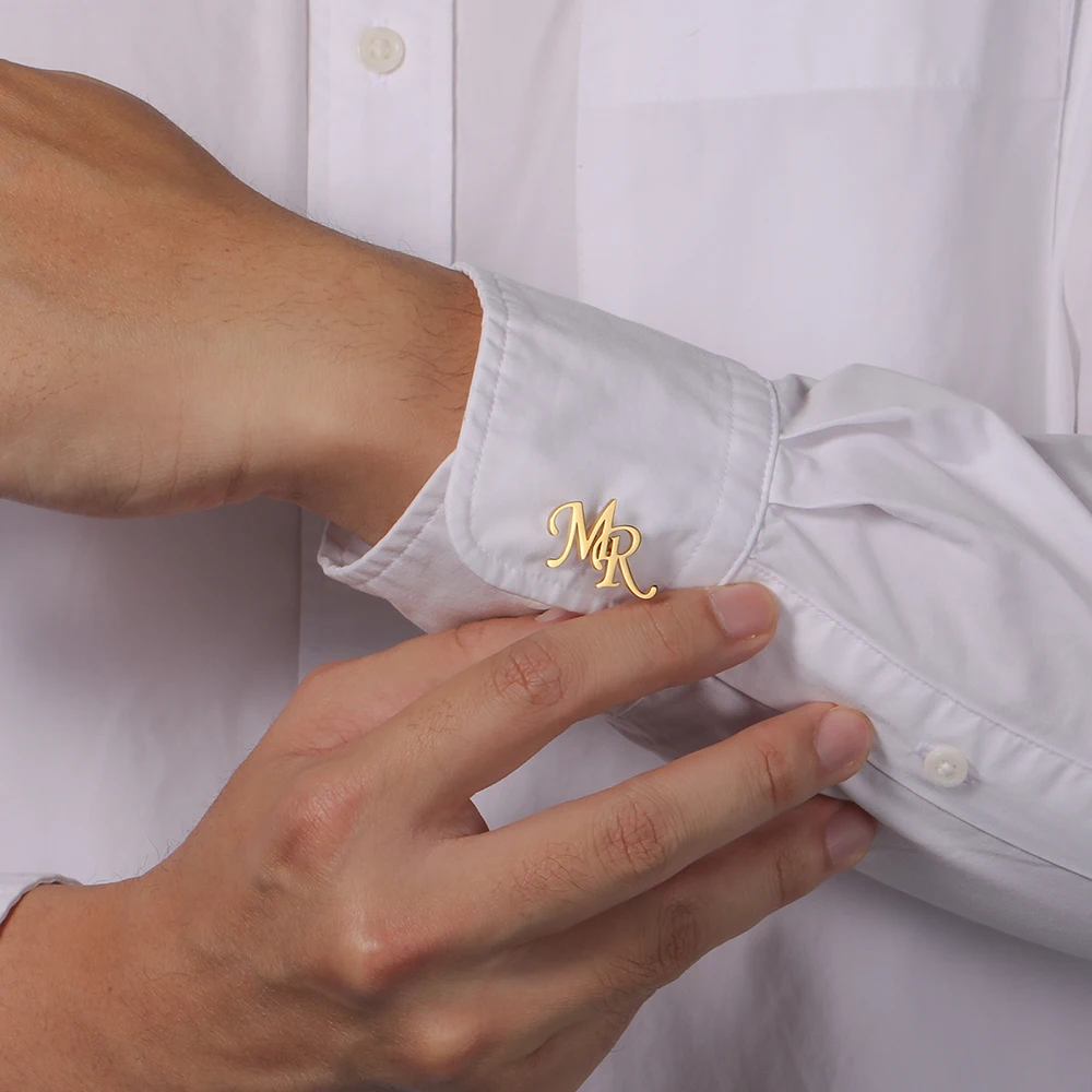 Sipuris Maßgefertigte Initialen-Manschettenknöpfe aus Edelstahl für Damen und Herren, Bräutigam-Hemd-Initialen, Luxuriöser Personalisierter Schmuck, Hochzeitsgeschenk – Detail 7