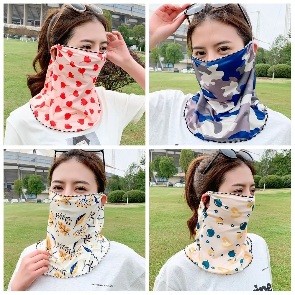 

Breathable Floral Ice Silk Mask Printed Cycling Face Cover Face Cover Face Shield Neck Wrap Cover Neck Wrap Cover Men