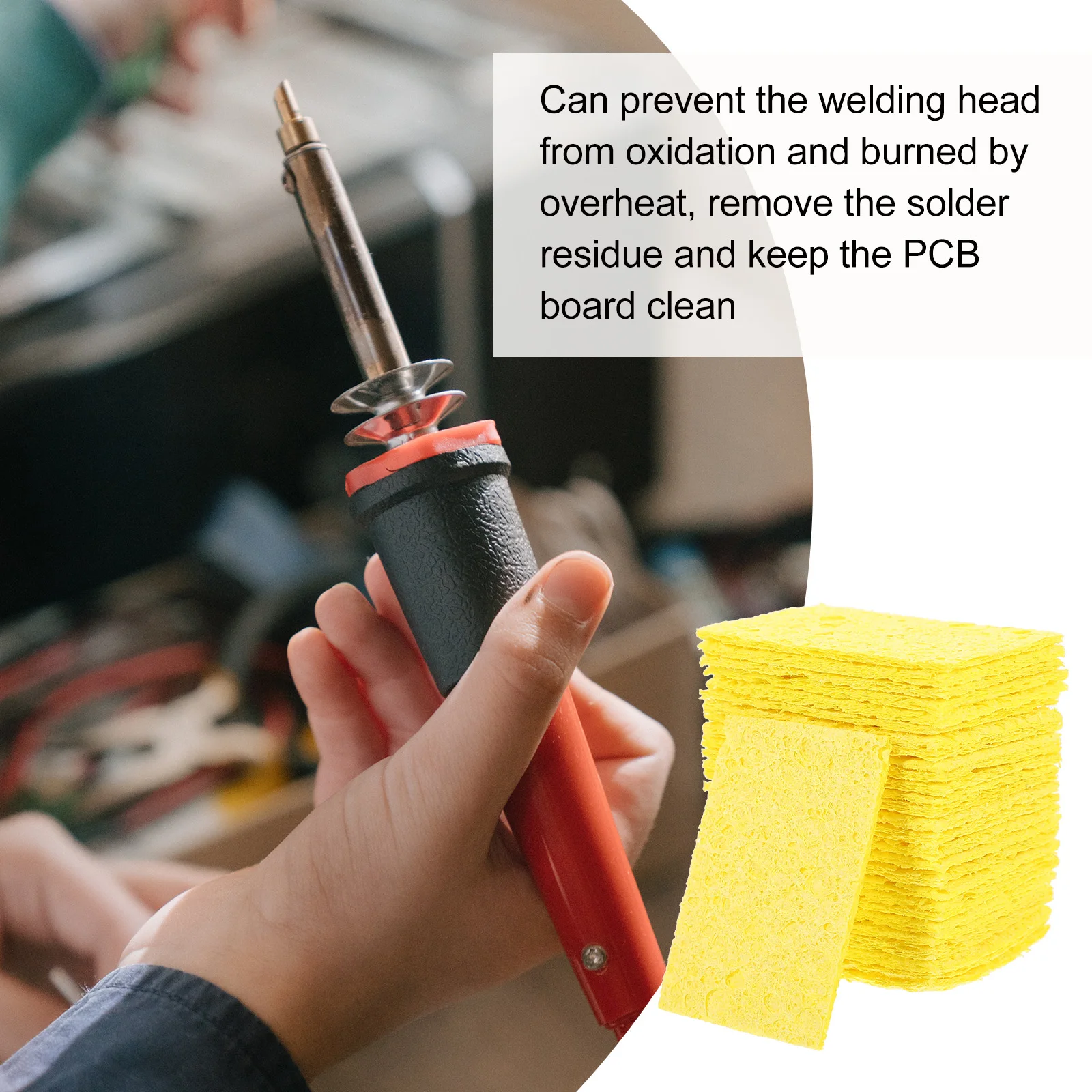 

50pcs Soldering Iron Sponge Cleaning Wipe Pads Durable Lightweight High Temperature Resistant Large Expansion Coefficient