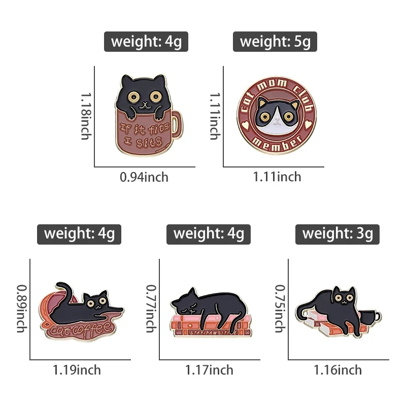 Cat Mom Club Enamel Pins Custom Sleeping Black Kitten Coffee Books Brooches Lapel Badges Dream Life With Cat Jewelry Gift