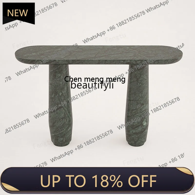 

P178 Marble entrance table light luxury Indian green rectangular high-end living room ornament case