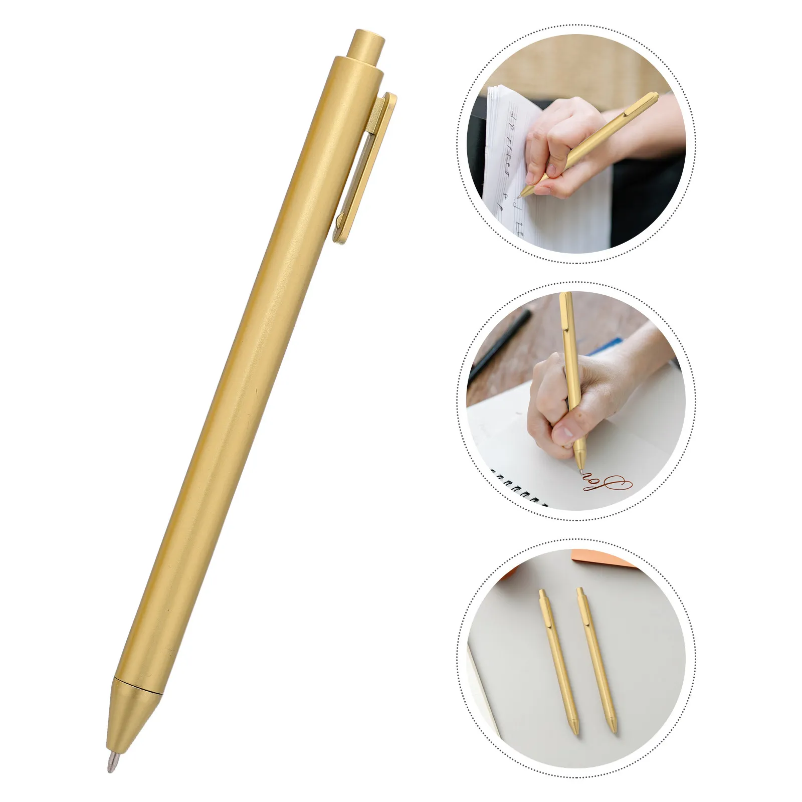 

30Pcs Press Type Decorative Ballpoint Pen Gold Clip Slim Design Smooth Ink Flow Business Retractable Pens Employee Gift Signing