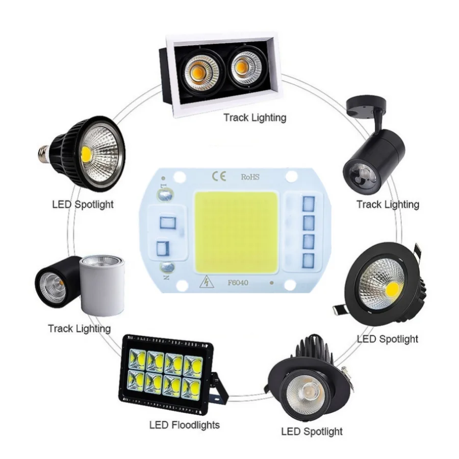 6 sztuk lampa LED COB koralik 20W 30W 50W AC 220V 240V IP65 inteligentny IC nie ma potrzeby kierowcy DIY światło halogenowe Led żarówka Spotlight