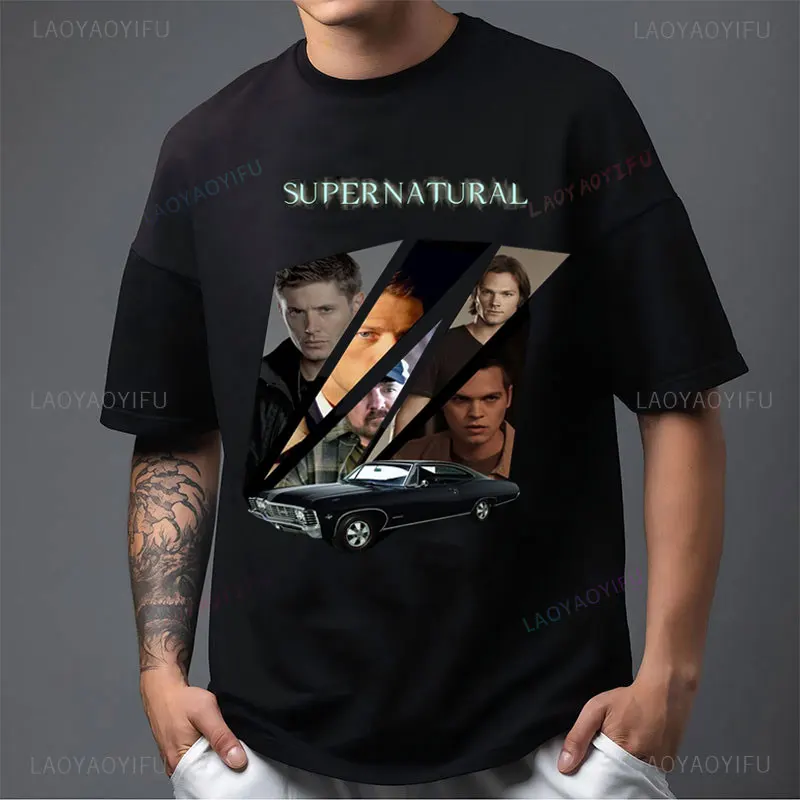 

Футболки Supernatural Winchesters Camiseta с короткими рукавами и графическим рисунком, популярные футболки для мужчин и женщин, хлопковые винтажные уличные топы с круглым вырезом, мужская футболка