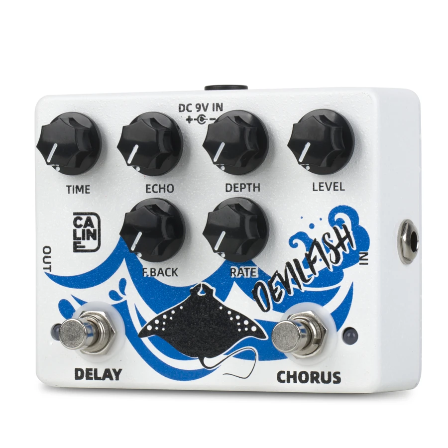 Caline DCP-03 Devilfish Chorus Delay Guitar Effect Pedal-White Aluminum/Alloy