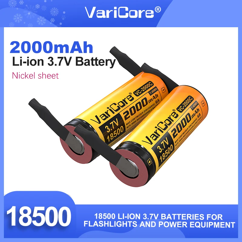 1-60 шт. VariCore VC-2000C 18500 2000 мАч 3,7 В литий-ионный аккумулятор Recarregavel для фонарика, сухой никель «сделай сам»