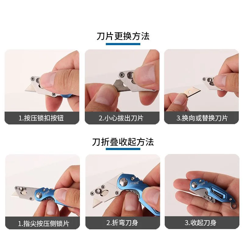 Imagem -05 - Mini Keychain Utility Knife Liga de Alumínio Handle Lâmina Substituível Edc Outdoor Multitool Tool Tool Papel Sharp Cutter Lâminas