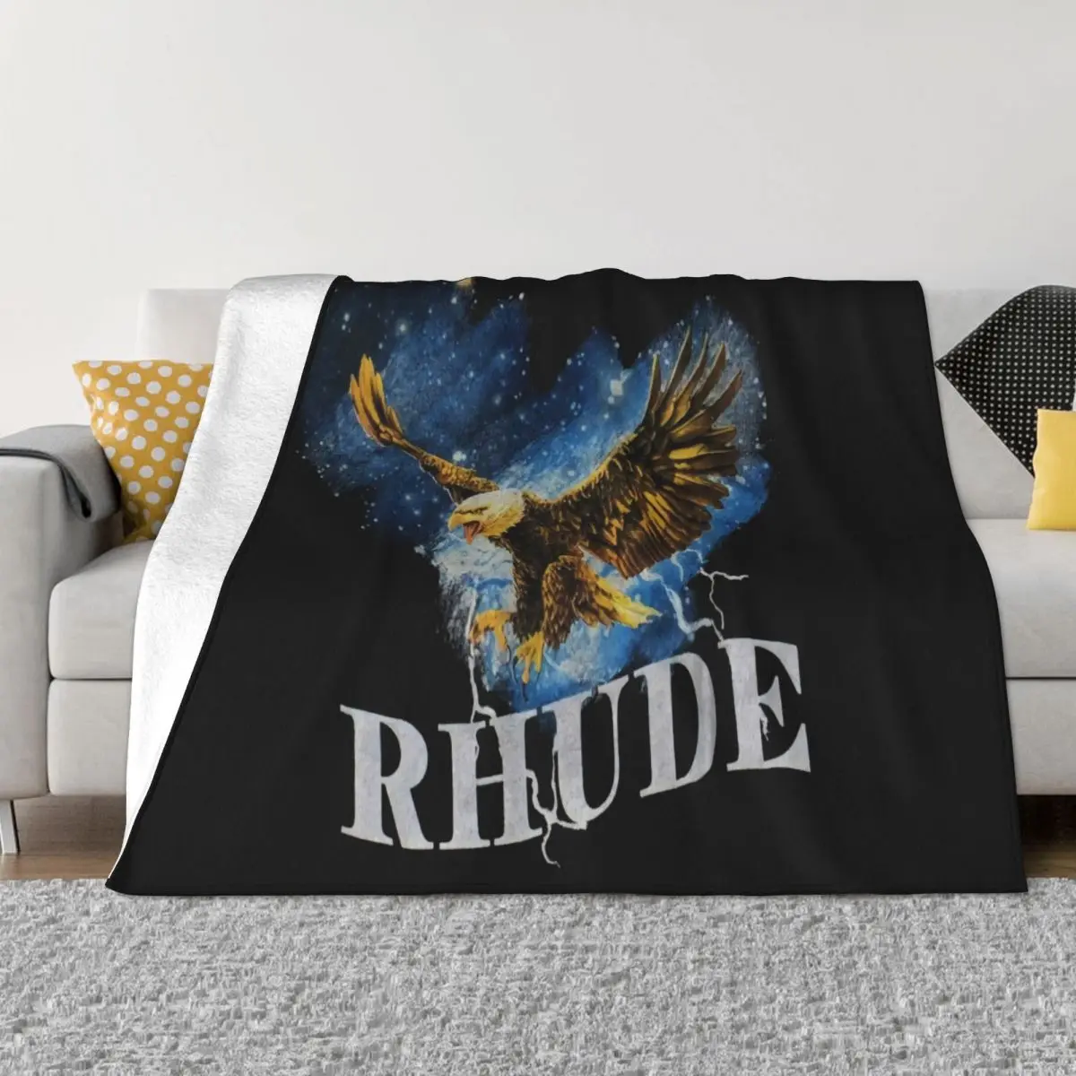 Nwt Rhude Black Cotton Eagle Sky S Size M Vacation On Sale Party Casual Pure High Quality New Arrival Throw Blanket