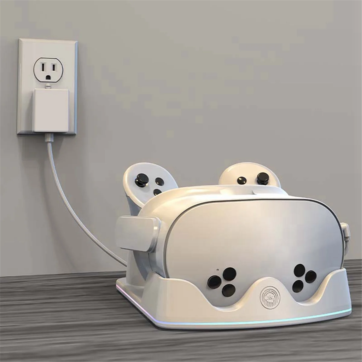 لخوذة الواقع الافتراضي 3S مقبض قاعدة شحن مقعد الاتصال مع قاعدة شحن ضوء الغلاف الجوي الأبيض