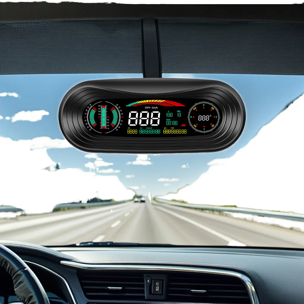 

Intelligent GPS LCD Slope Meter P18 HUD Multi-Functional Car Speedometer Bluetooth Heads-Up Display Enhanced